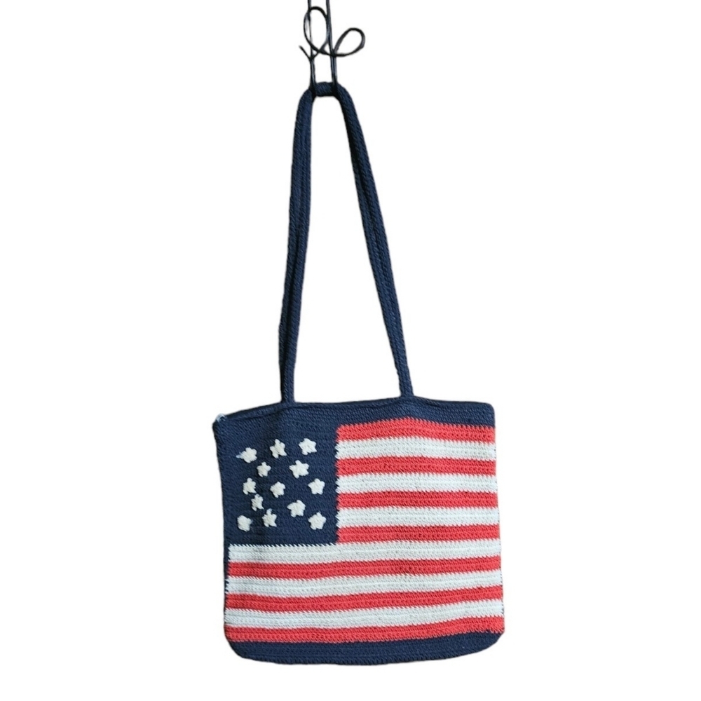 Chateau American Flag Crochet Handbag Navy